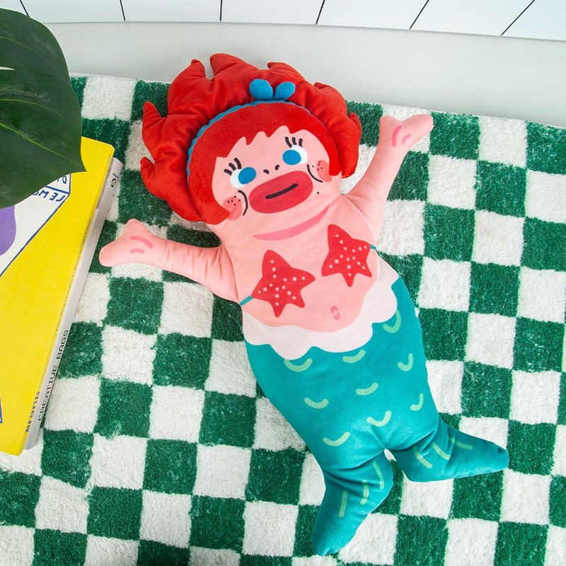 Danish little mermaid long pillow nap pillow - หมอน - ไฟเบอร์อื่นๆ สีน้ำเงิน