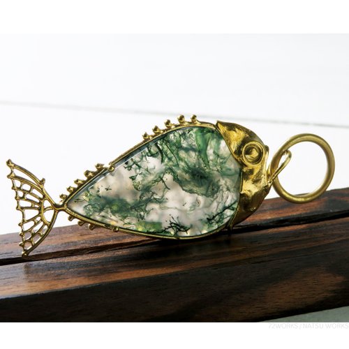 モス アゲート フィッシュ チャーム / Moss Agate Fish charms