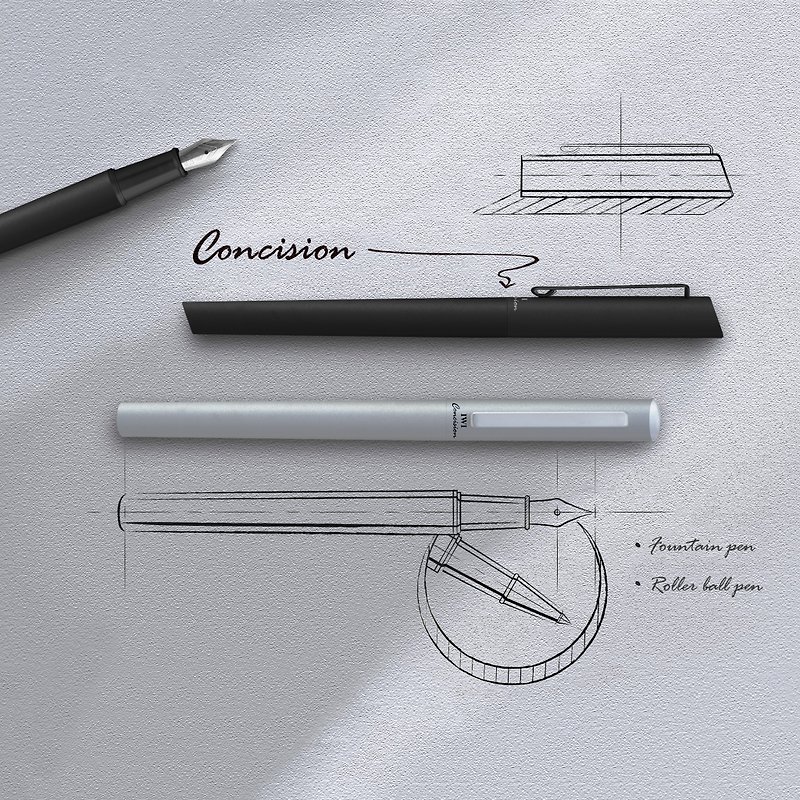 【カスタマイズギフト】IWIコンシジョンシンプルペン#を刻印で購入可能 - 万年筆 - 金属 ブラック