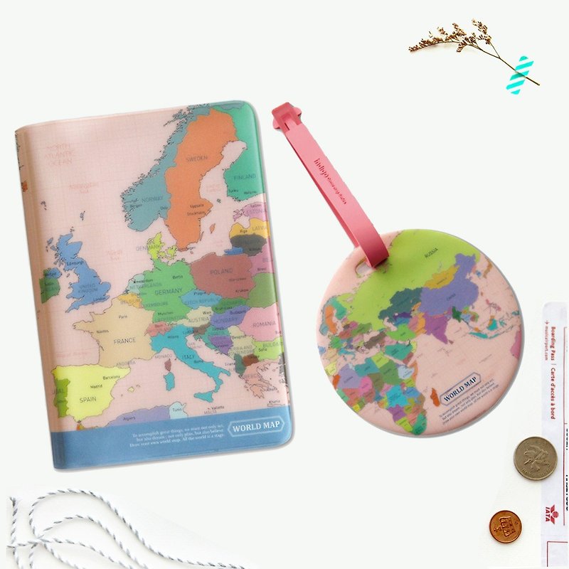 Girlfriend 1 + 1 sister group -indimap world map passport tag 2 group, IDG028002S - Passport Holders & Cases - Plastic Multicolor