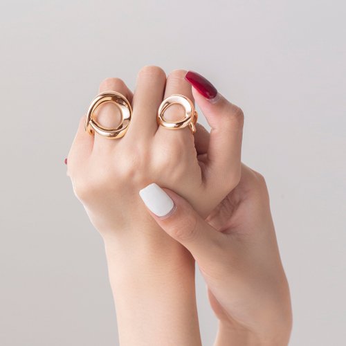 Majade Jewelry Design 寬版圓形對戒-立體情侶戒指-不規則純銀黃金素戒-定情厚對戒-刻字