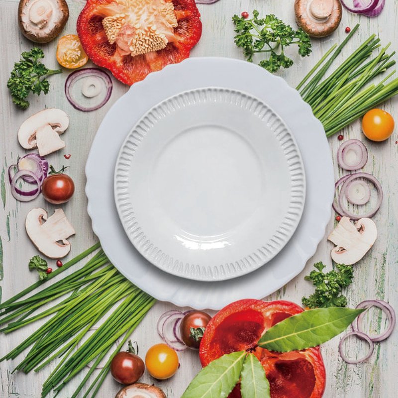 Italian VBC casa-pure white stripe series 22cm salad plate (8.6 inches) - จานและถาด - ดินเผา ขาว