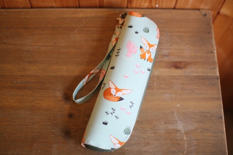 [Good day] hand-made small foxes pattern tableware / cutlery sets / universal bag / grocery bag / pencil bag / tool bag / small package - Other - Cotton & Hemp Blue