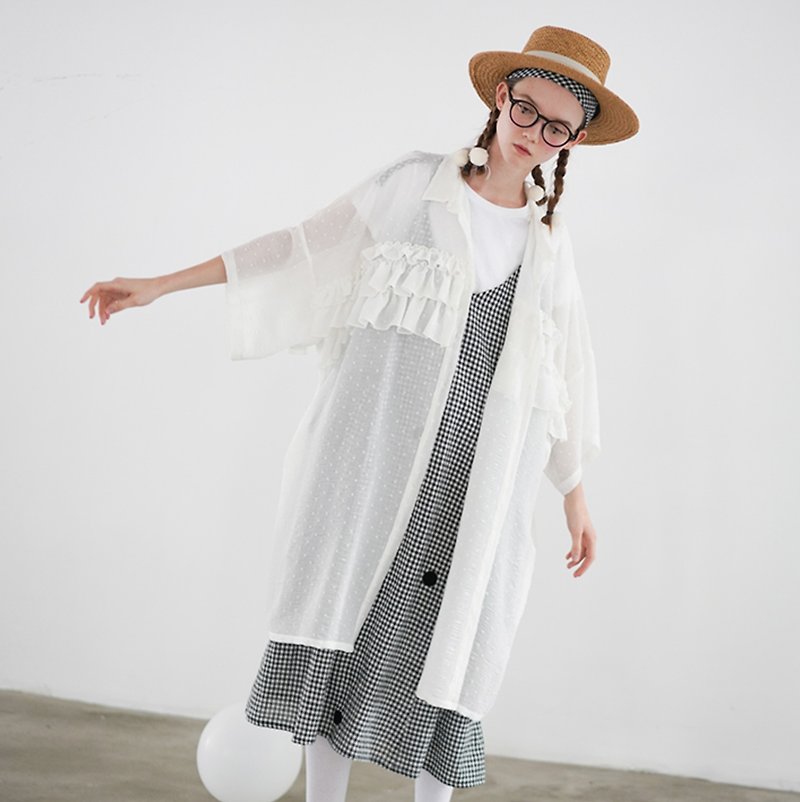 中長款雪紡透罩衫 五分袖 - imakokoni - 連身裙 - 棉．麻 透明
