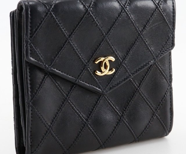 CHANEL ダブルホック財布　ビコローレ　ラムレザー　黒　ココマーク 極美品】CHANEL ダブルホック財布 ビコローレ ラムレザー 黒