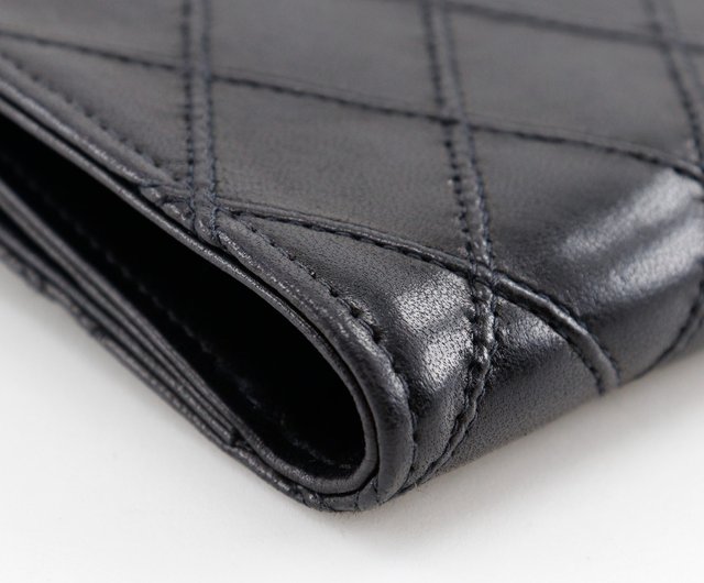 CHANEL ダブルホック財布　ビコローレ　ラムレザー　黒　ココマーク 極美品】CHANEL ダブルホック財布 ビコローレ ラムレザー 黒