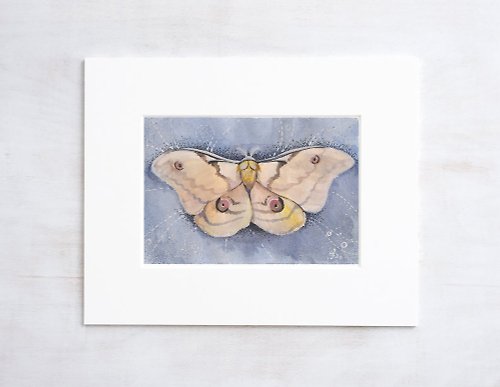 Nadya Ya Art Moth Painting Night Butterfly Original Art Insect Watercolor Hand-Painted