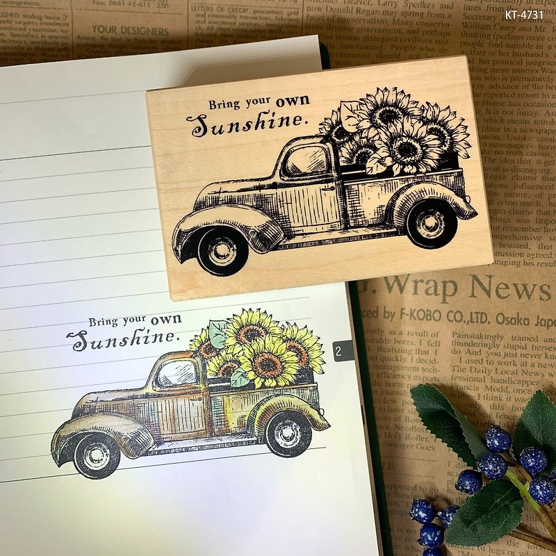 Maple Stamp- Car Full of Sunflowers KT-4731 - Stamps & Stamp Pads - Wood 