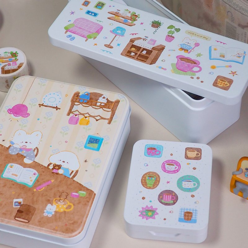 Dog Bus VOL.14 Cute Dog Cafe Themed Tin Storage Box - Notebooks & Journals - Paper Multicolor