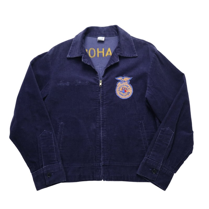 90s FFA American Farm Team Corduroy Jacket/No. 40 - เสื้อโค้ทผู้ชาย - ผ้าฝ้าย/ผ้าลินิน สีน้ำเงิน