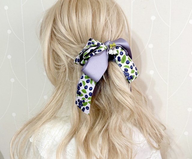 半額満載！スーパーSALE グランドセール！ 立体リボン ブルーベリーバナナクリップシュシュポニーテール ヘアアレンジ