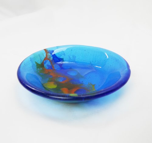 YMH's傢 琉璃的故事 F1-4 海底世界的彩虹(是盤具, 也是擺飾) 12.5cm 直徑