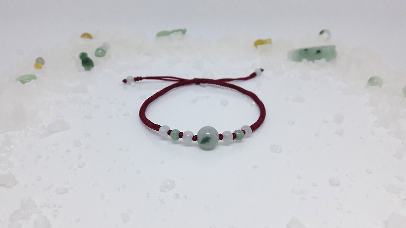 Big beads - natural Myanmar jade knot jade handmade design bracelet - Bracelets - Gemstone Green