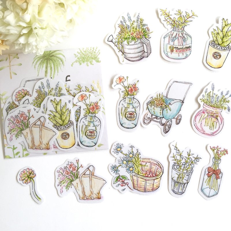 Flowers easy life transparent stickers into 10 groups - Stickers - Paper Green