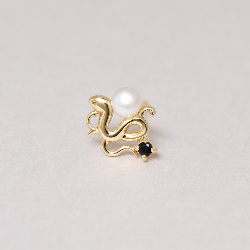 【Solo Earring】 18K/10K 常春藤&蛇單邊耳環 (黃金) - 耳環/耳夾/耳骨夾 - 貴金屬 