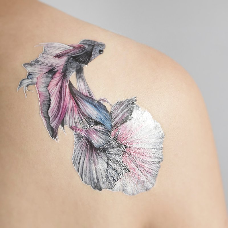 Water Color Fighting fish Pattern Temporary Tattoo