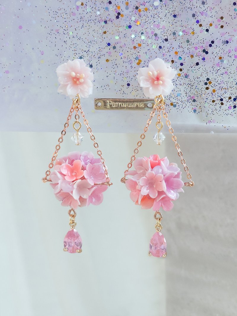 Cherry Blossom Bouquet 14K Gold plated S925 Earrings