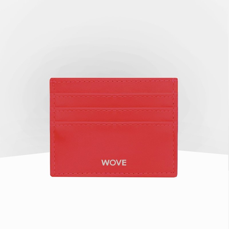 WOVE - Card Holder สีแดง Red กระเป๋าใส่บัตร มีช่องกลาง ใส่แบงค์พันพับได้ - อื่นๆ - หนังเทียม สีแดง