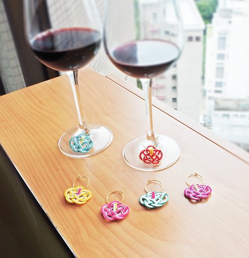 Hana by Yuzuki Murakami Mizuhiki Wine Glass Marker (6 pieces)| Glass Charm, Wedding Party Favor