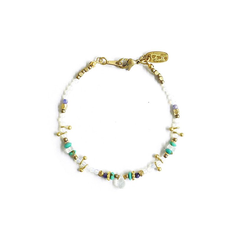 Health x Agate Stone Turquoise Stone 18K Gold and White [Romantic Preview] Bracelet - Bracelets - Gemstone White