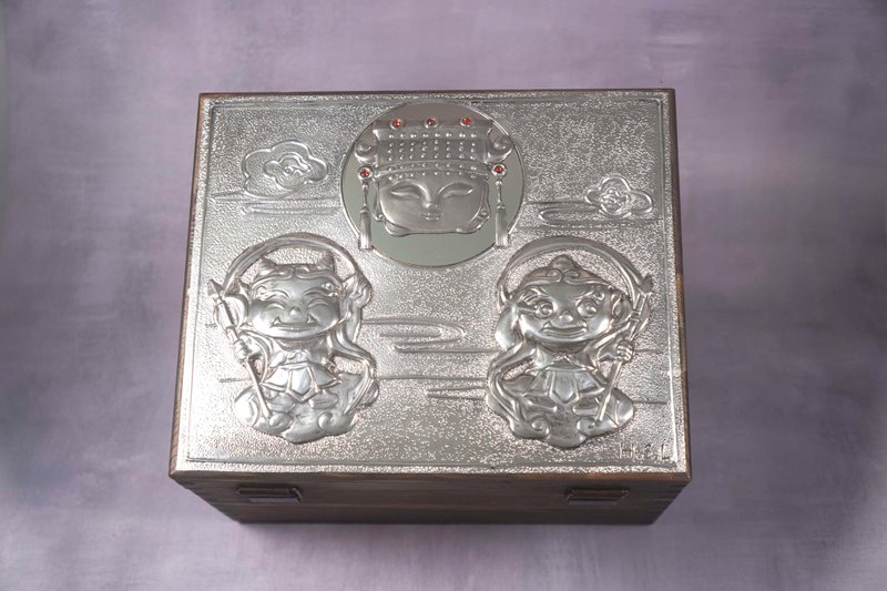 錫雕 金屬押花 媽祖收納盒 - 居家收納/收納盒/儲物盒 - 其他材質 藍色