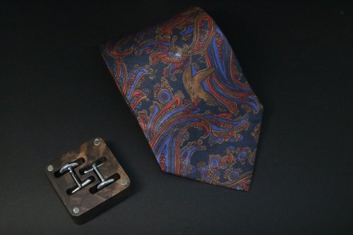 壞紳士 藍色佩斯利圖騰領帶真絲商務tie花領帶