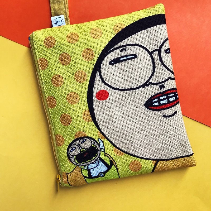 Mr.WEN。 Handbag 009 - กระเป๋าคลัทช์ - ผ้าฝ้าย/ผ้าลินิน สีเหลือง