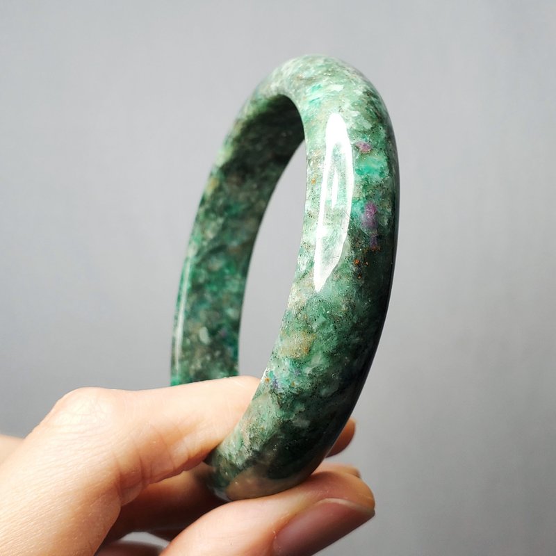 稀有 紅綠寶 紅寶石黝簾石共生 收藏 招財 手鐲 18.5cm 單品 禮物 - 手鍊/手環 - 寶石 綠色