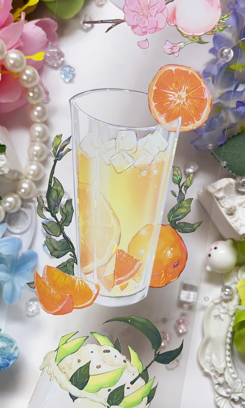 3225 水果派對 PET 紙膠帶 貝殼光 10米卷 - 紙膠帶/和紙/PET - 其他材質 