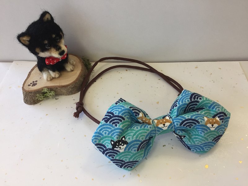 Bow bow tie light blue for dog - อื่นๆ - ผ้าฝ้าย/ผ้าลินิน หลากหลายสี