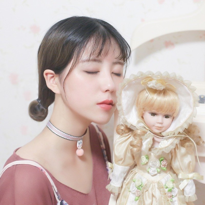 Fairy Tale Bunny Necklace Handmade Mori Necklace Sweet Girl Cute Gift - สร้อยติดคอ - ผ้าฝ้าย/ผ้าลินิน สึชมพู