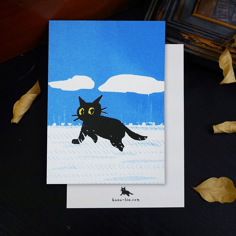 Black Cat's Travel∕ Summer's Blue Sky Postcard - Cards & Postcards - Paper Blue