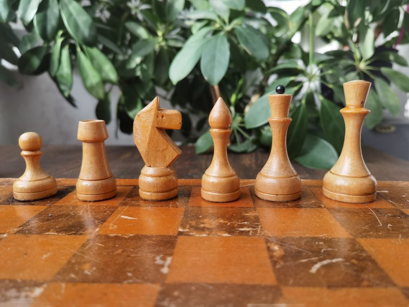 Vintage  wooden Chess set USSR Retro Vintage Large chess Soviet 36x36 - 桌遊/牌卡 - 木頭 
