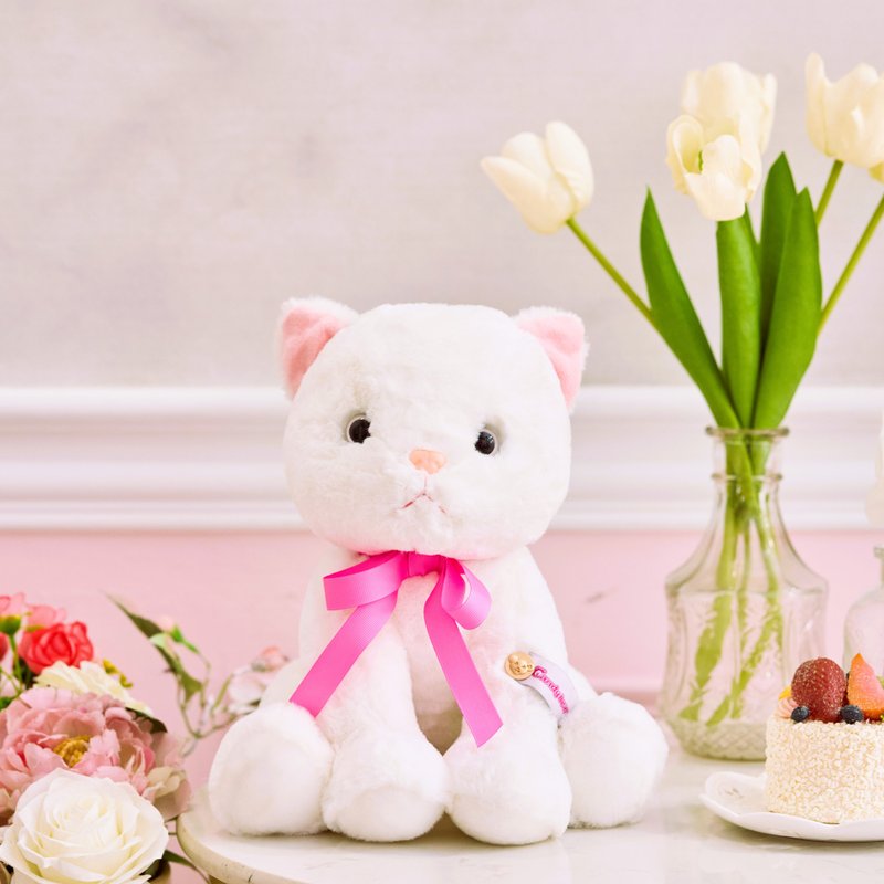 CANDY BEAR 粉耳大白貓 27cm - 公仔/玩偶 - 聚酯纖維 白色