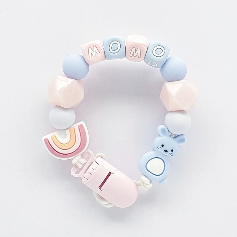 MOMO 彩虹 兔子 客製化奶嘴鏈 - 寶寶/兒童玩具/玩偶 - 其他材質 多色