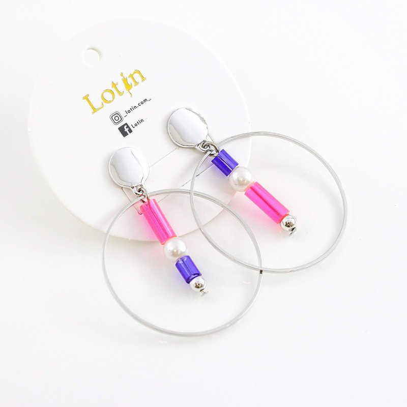 彩色試管耳環/5色-粉紫 | 垂墜耳環 生日禮物 閨密 獨家設計 - 耳環/耳夾/耳骨夾 - 塑膠 紫色