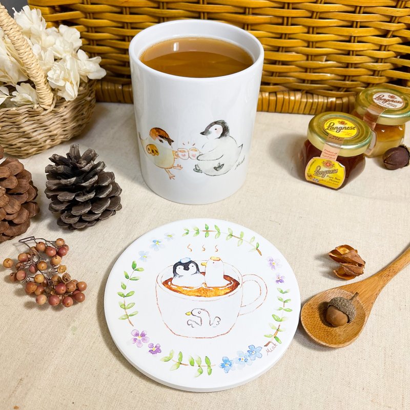 企鵝的午茶時光 小麻雀乾杯 馬克杯 - 其他杯子 - 陶 多色