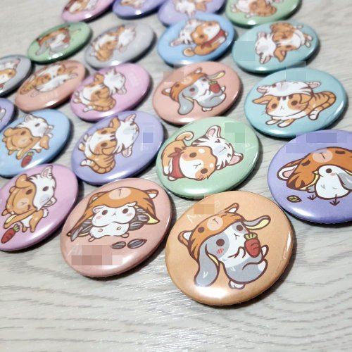 ｜CookieShop・插畫｜ 【虎帽小動物】客製化・亮面磁鐵/別針4.4cm・婚禮小物幼兒園禮物