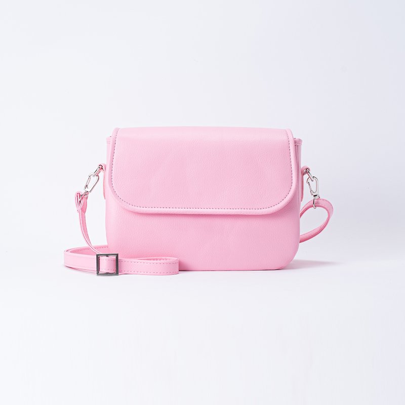 圓圓角側背包  Pink / 粉紅 - 側背包/斜背包 - 人造皮革 粉紅色