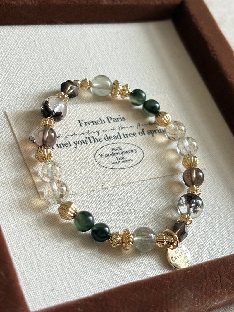 冬木///事業運 穩定情緒 平安 綠髮晶 茶水晶 紅幽靈 黑金超 - 手鍊/手環 - 水晶 藍色