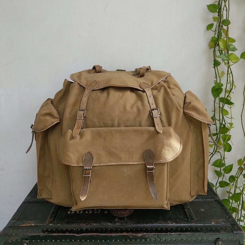 Backpack_R140_outdoor - กระเป๋าเป้สะพายหลัง - ผ้าฝ้าย/ผ้าลินิน สีกากี