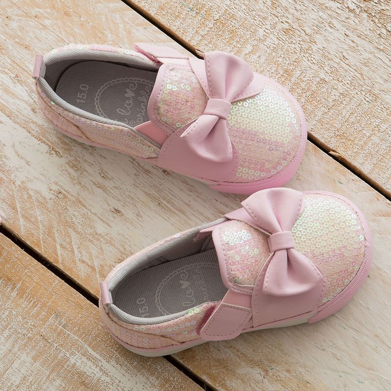 Alice Bow Sequin Slip- On Casual Shoes (Kids) - รองเท้าเด็ก - ไฟเบอร์อื่นๆ สึชมพู