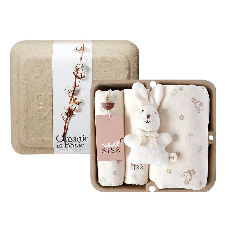 [SISSO Organic Cotton] Send you a small flower gauze universal towel gift box - Baby Gift Sets - Cotton & Hemp White