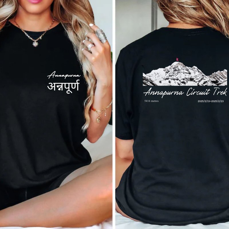 安納普爾納環線ACT尼泊爾健行 尼泊爾登山 山脈系列 中性短袖上衣 - 女 T 恤 - 棉．麻 白色