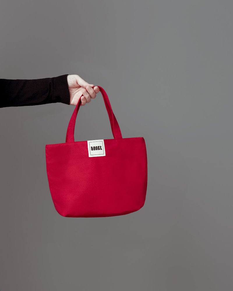 Simple plain canvas / tote bag / lunch bag / red - Handbags & Totes - Cotton & Hemp Red