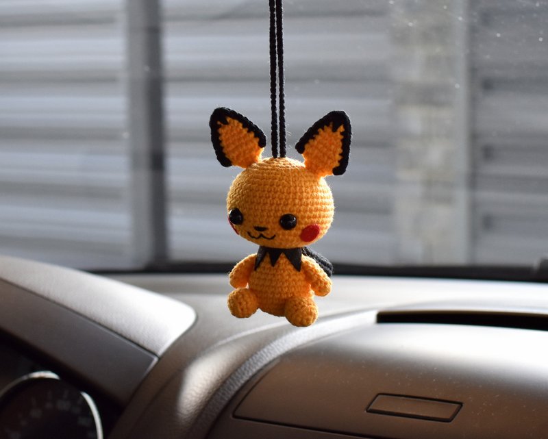 Pichu pokemon /  Gift Pokemon fan / Car mirror accessory/ Rear view mirror - 公仔/玩偶 - 棉．麻 黃色