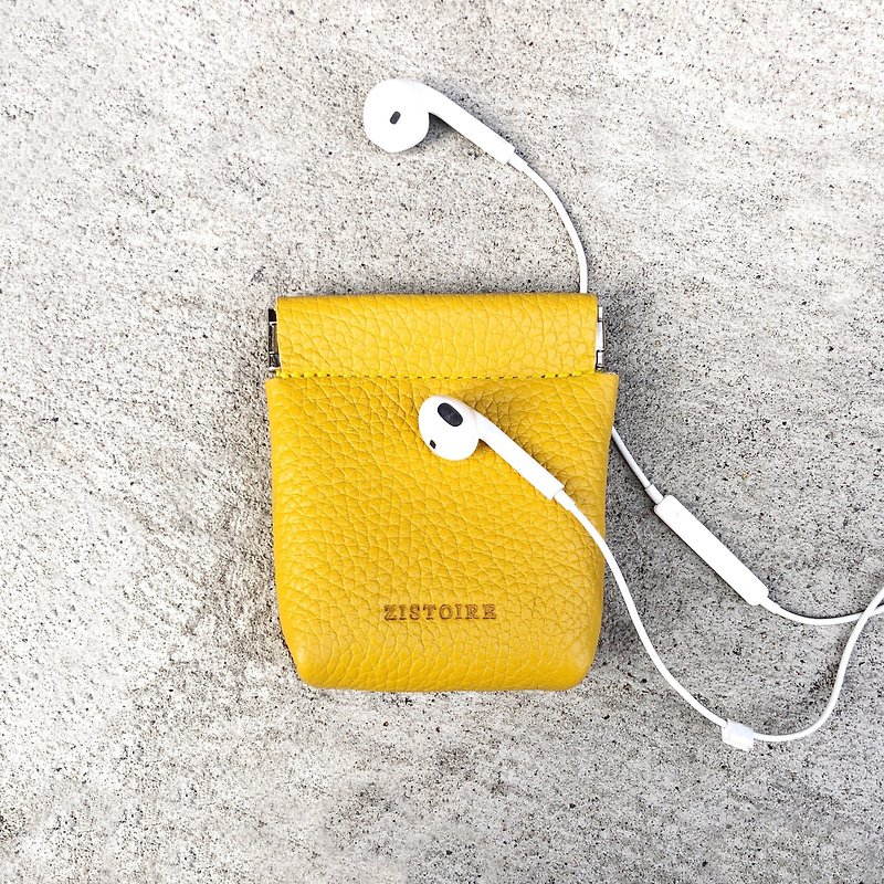 [Glamor]ZiBAG-037S/Spring Gold Headphone Bag / Ceylon Yellow - กระเป๋าใส่เหรียญ - หนังแท้ 