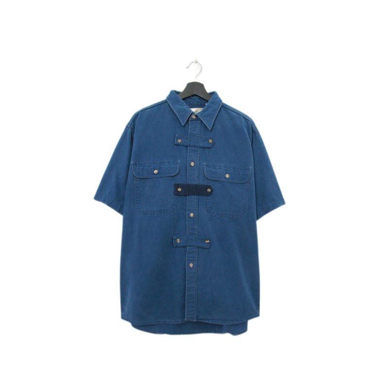 Back to Green-再製設計襯衫 丹寧 深藍 ss-13//vintage shirt - 男襯衫/休閒襯衫 - 棉．麻 