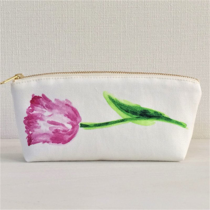 Bloom Flower Horizontal Machi with Pouch Floral Pattern Pink - Toiletry Bags & Pouches - Cotton & Hemp Pink
