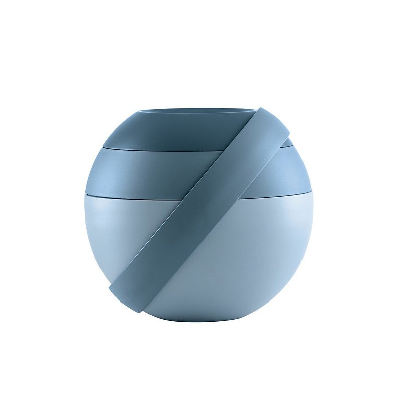 食器付き多層円筒弁当箱合計3色 - 弁当箱・ランチボックス - プラスチック ブルー
